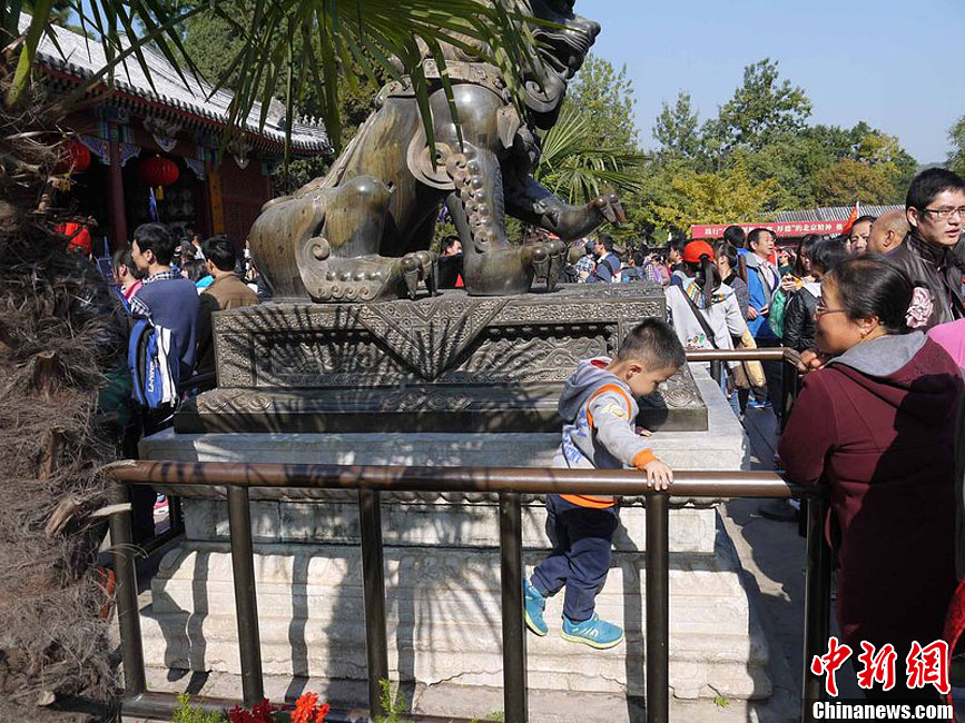 10月26日上午10點(diǎn)多，北京香山路賞紅客摩肩接踵