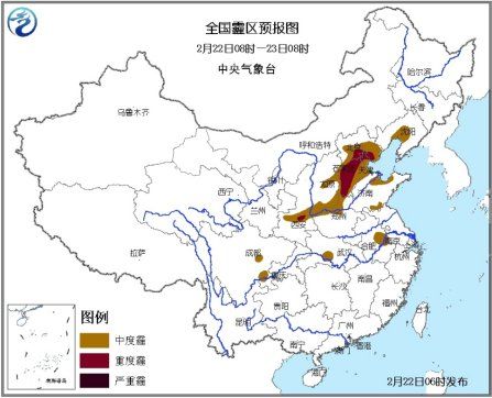 全國霾區(qū)預報圖。
