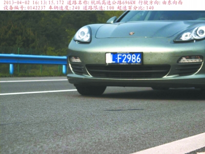 　保時(shí)捷飆車被拍瞬間。湖北省高警總隊(duì)供圖