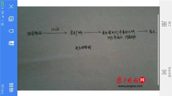 警方根據(jù)這兩張手繪地圖，動(dòng)用300余人次警力終于將林芳找到。（圖由淮安警方提供）