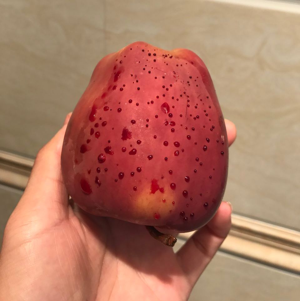 嚇懵！女子用熱水泡蘋果結(jié)果冒出血珠 咋回事？