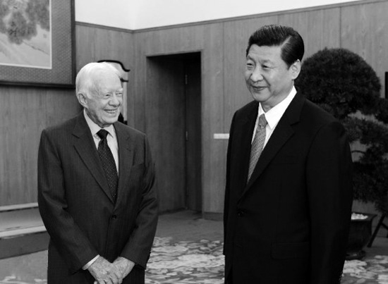 2012年12月13日，中共中央總書記習近平在中南海會見美國前總統(tǒng)卡特