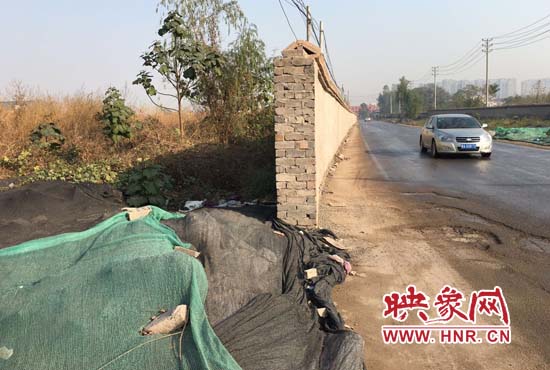 一墻之隔，一邊是道路，一邊是垃圾和荒草，市民質(zhì)疑其為遮羞墻。