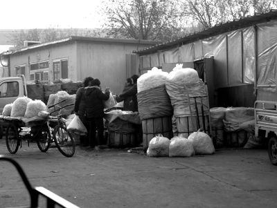 “黑作坊”制好的豆芽流向北京日上綜合商品批發(fā)市場(chǎng)。