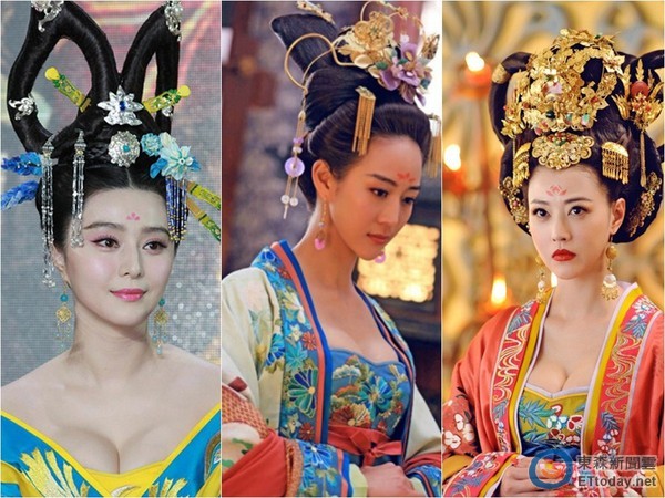 范冰冰、張鈞甯、周海媚，在《武媚娘》中爆乳演出
