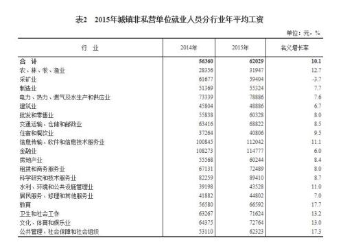 2015年各行業(yè)年平均工資出爐 來看你達(dá)標(biāo)了嗎？