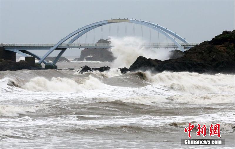 臺風(fēng)“鳳凰”登陸浙江 狂風(fēng)掀起巨浪